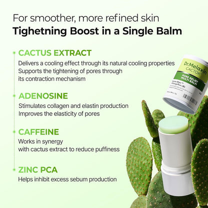 Dr.Melaxin Cactox & Calcium Multi Balm Pore Firming Duo with Cactus Cooling & Eye Care Stick for Visible Pore Refining and Skin Repair